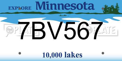 7BV567 Minnesota License Plate