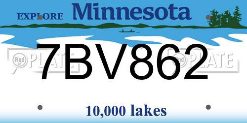 7BV862 Minnesota License Plate