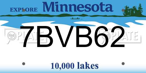 7BVB62 Minnesota License Plate
