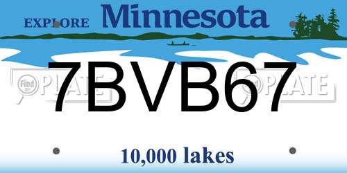 7BVB67 Minnesota License Plate
