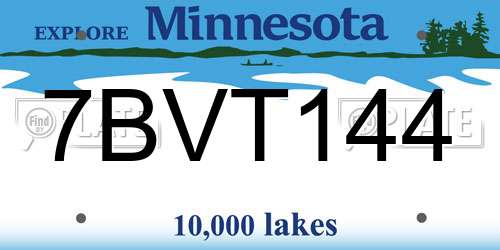 7BVT144 Minnesota License Plate