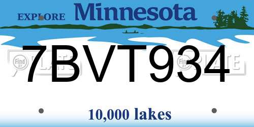 7BVT934 Minnesota License Plate