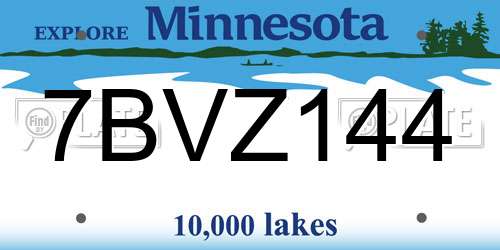 7BVZ144 Minnesota License Plate