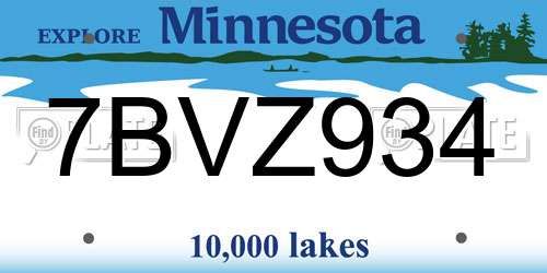 7BVZ934 Minnesota License Plate