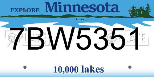 7BW5351 Minnesota License Plate