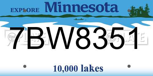7BW8351 Minnesota License Plate