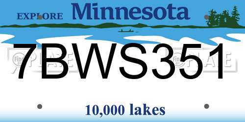 7BWS351 Minnesota License Plate