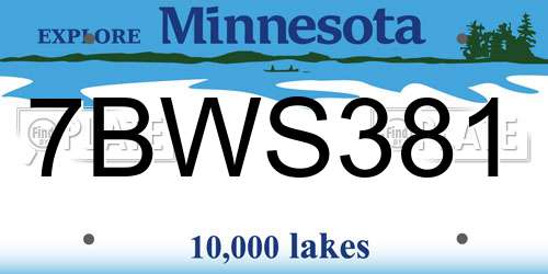 7BWS381 Minnesota License Plate