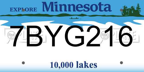 7BYG216 Minnesota License Plate