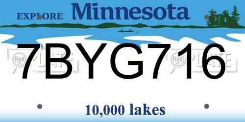 7BYG716 Minnesota License Plate