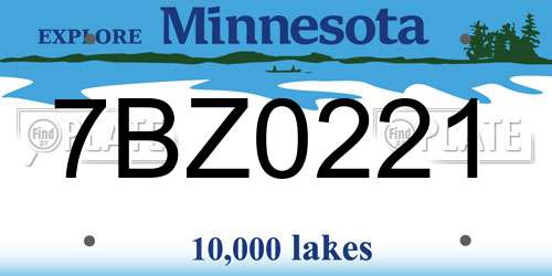 7BZ0221 Minnesota License Plate