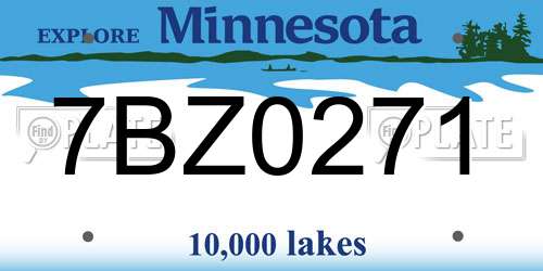 7BZ0271 Minnesota License Plate