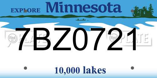 7BZ0721 Minnesota License Plate