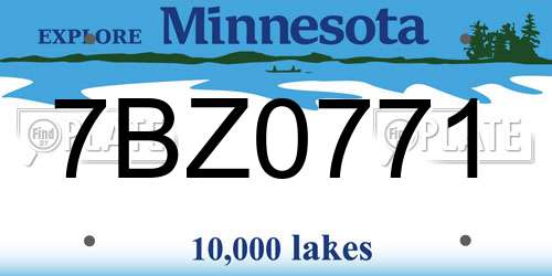7BZ0771 Minnesota License Plate