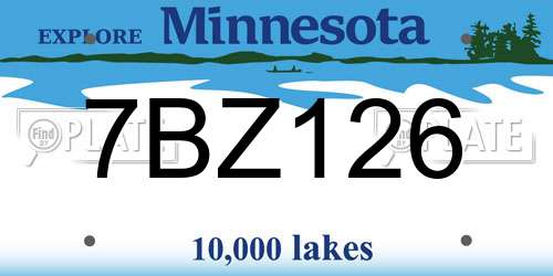 7BZ126 Minnesota License Plate