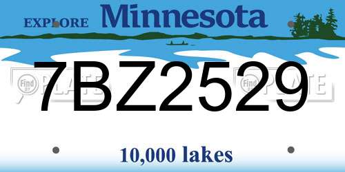 7BZ2529 Minnesota License Plate