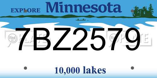 7BZ2579 Minnesota License Plate