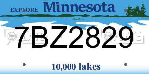 7BZ2829 Minnesota License Plate