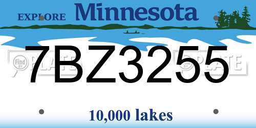 7BZ3255 Minnesota License Plate