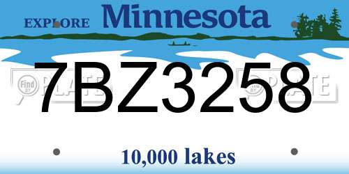 7BZ3258 Minnesota License Plate
