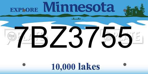 7BZ3755 Minnesota License Plate