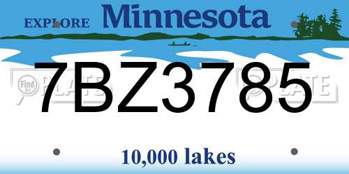7BZ3785 Minnesota License Plate
