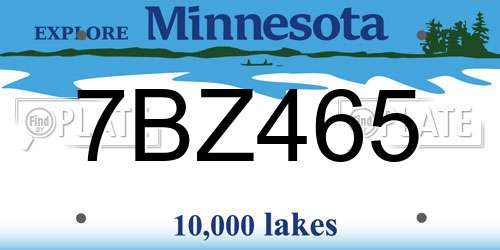 7BZ465 Minnesota License Plate