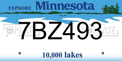 7BZ493 Minnesota License Plate
