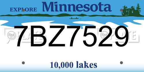 7BZ7529 Minnesota License Plate