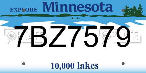 7BZ7579 Minnesota License Plate