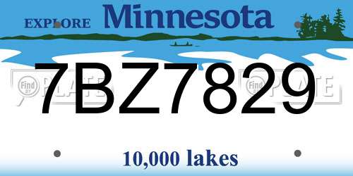 7BZ7829 Minnesota License Plate
