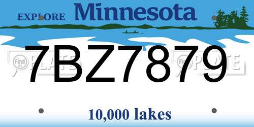 7BZ7879 Minnesota License Plate