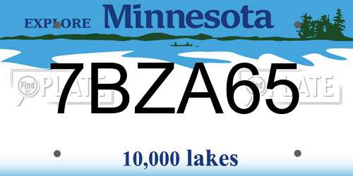 7BZA65 Minnesota License Plate