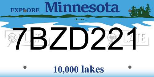 7BZD221 Minnesota License Plate
