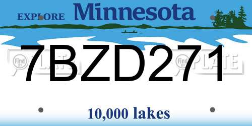 7BZD271 Minnesota License Plate