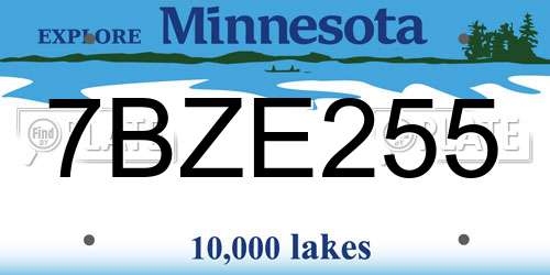 7BZE255 Minnesota License Plate