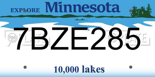 7BZE285 Minnesota License Plate
