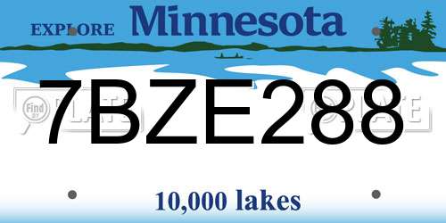 7BZE288 Minnesota License Plate