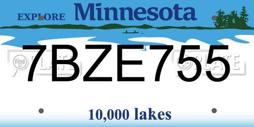 7BZE755 Minnesota License Plate