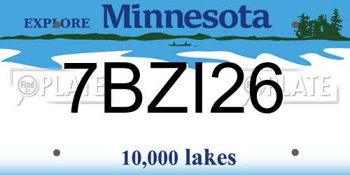 7BZI26 Minnesota License Plate