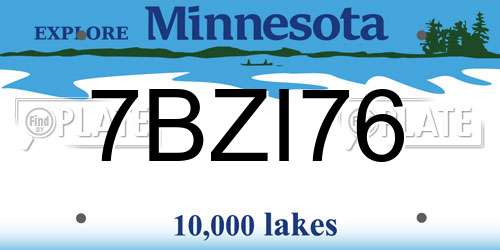 7BZI76 Minnesota License Plate