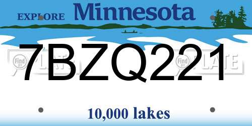 7BZQ221 Minnesota License Plate