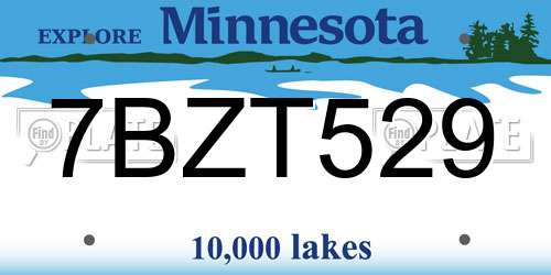 7BZT529 Minnesota License Plate