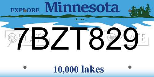 7BZT829 Minnesota License Plate
