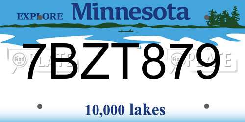 7BZT879 Minnesota License Plate