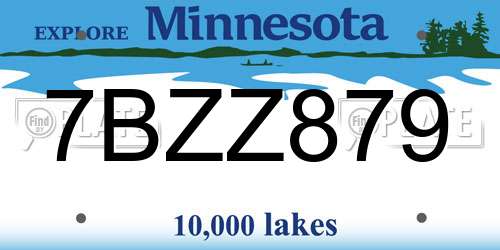 7BZZ879 Minnesota License Plate