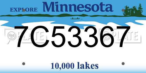 7C53367 Minnesota License Plate