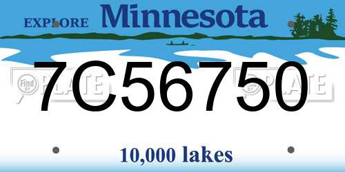 7C56750 Minnesota License Plate