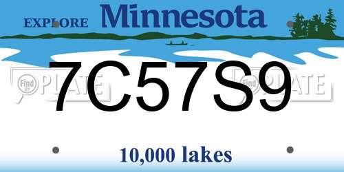 7C57S9 Minnesota License Plate