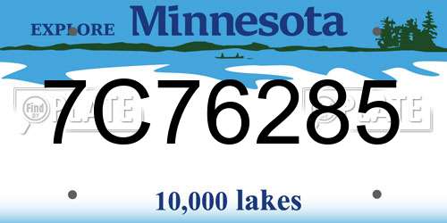 7C76285 Minnesota License Plate